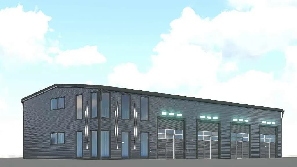 DELTACON Stahlhalle Büro Werkstatt 11 x 25 x 5,2/ 6,20 m isoliert + neu !