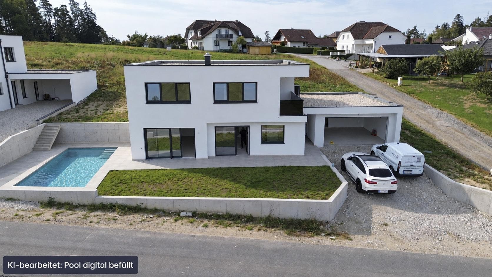 Neugebautes Luxushaus 649.000 EURO NEUER PREIS Ziegelmassiv mit Fernsicht, Pool,Doppelhäuser 495.000mit Pool