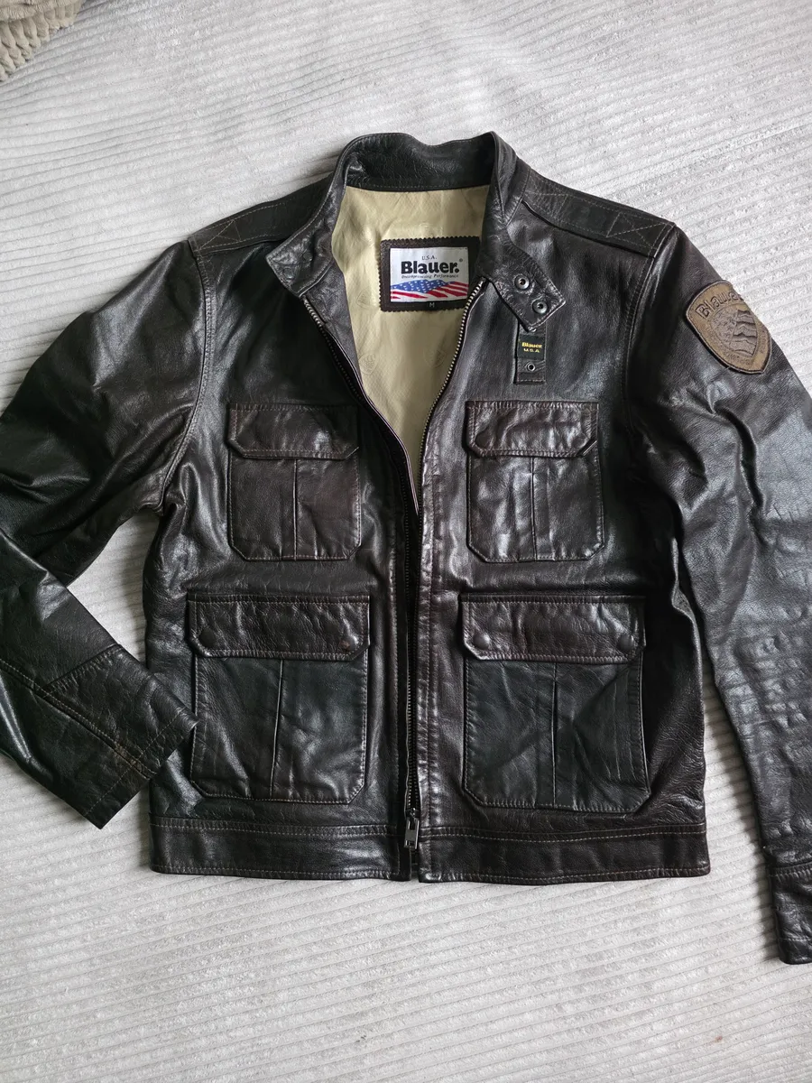USA Blauer Lederjacke Gr. M