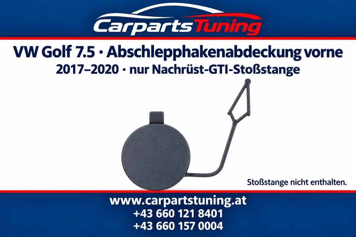 VW Golf 7.5 2017-2020 Abschlepphakenabdeckung vorne für Nachrüst-GTI-Stoßstange