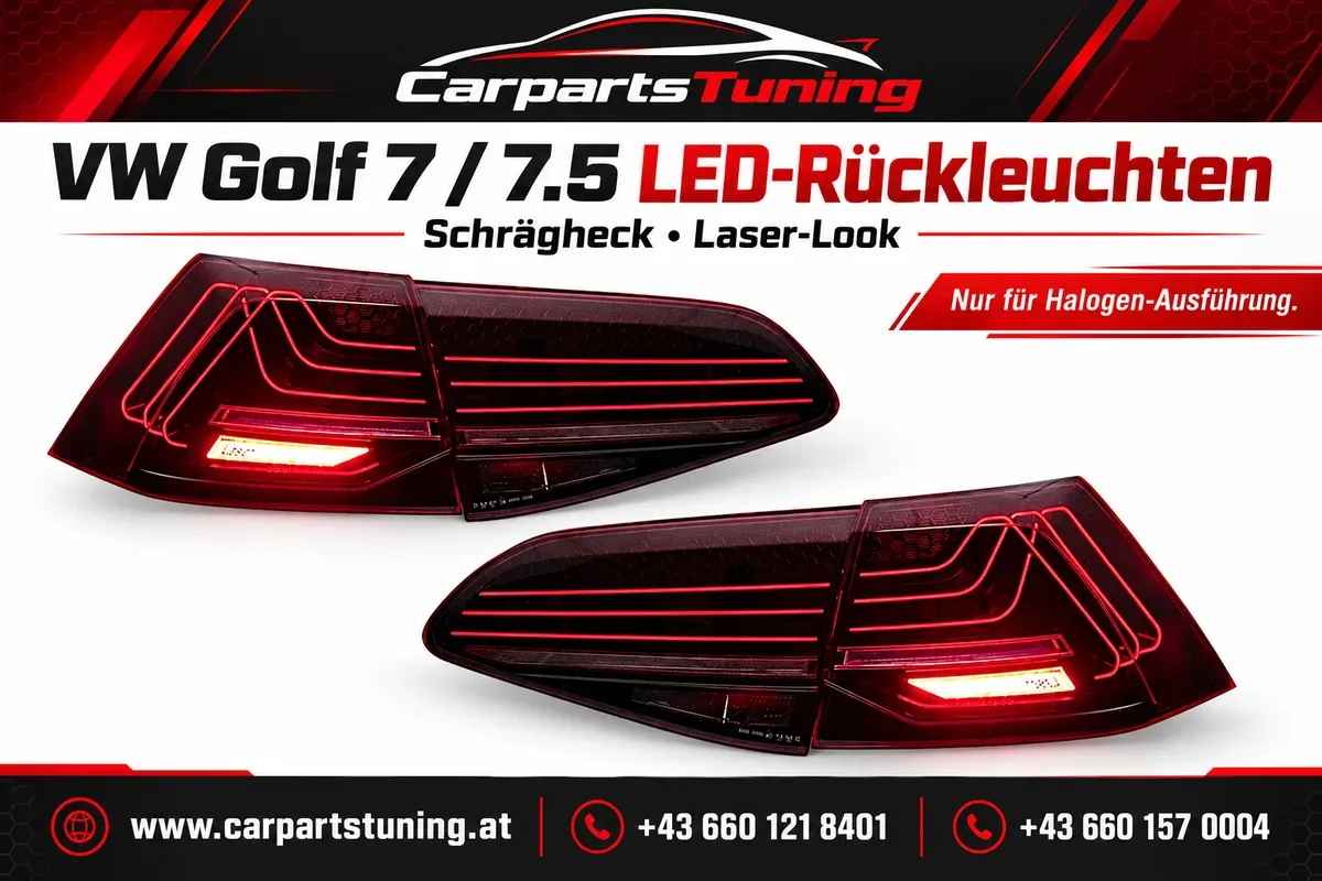 VW Golf 7 7.5 LED-Rückleuchten | Laser-Look | Für Halogen-Schrägheck