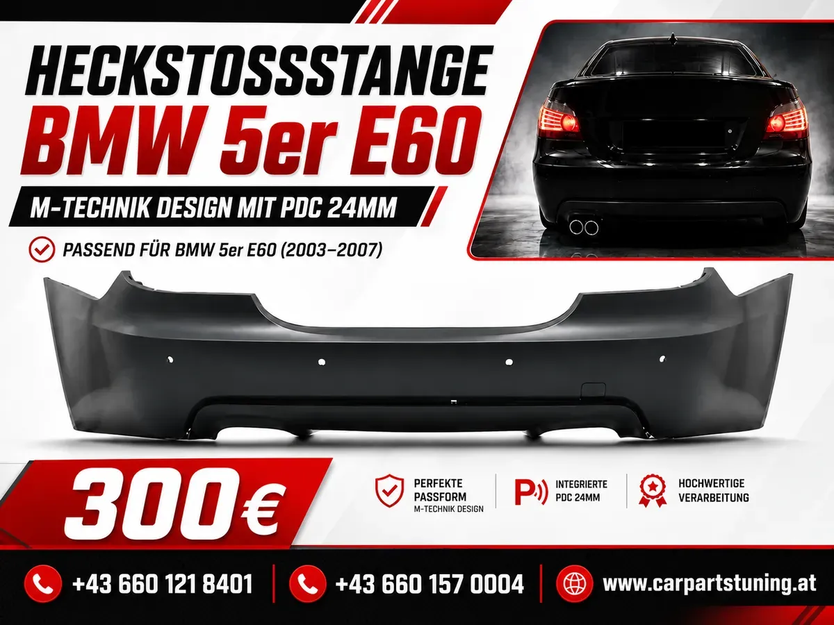 Heckstoßstange passend für BMW 5er E60 (2003-2007) M-Technik Design mit PDC 24mm