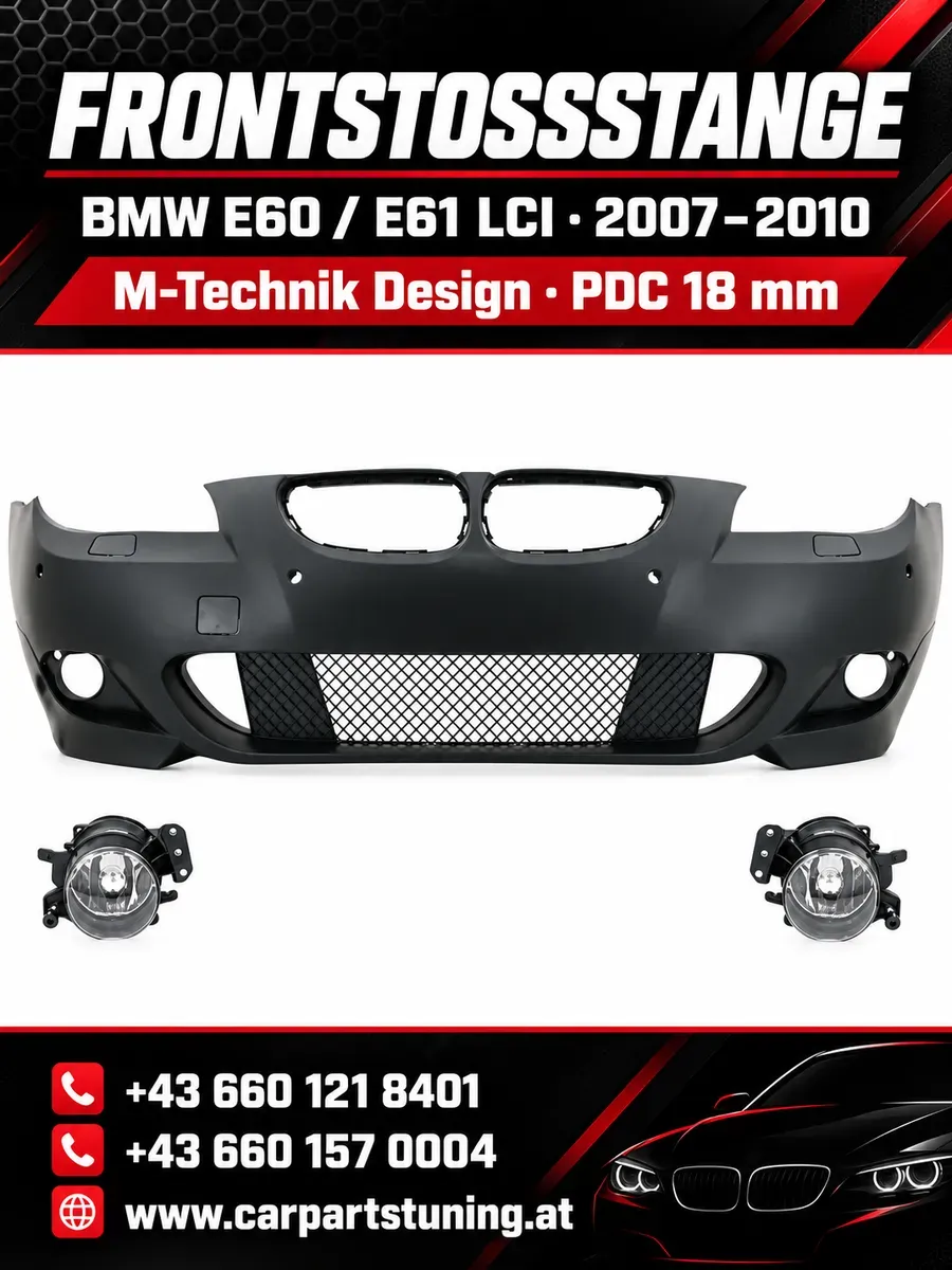Frontstoßstange passend für BMW 5er E60 Limousine E61 LCI Touring (2007-2010) M-Technik Design PDC 18mm