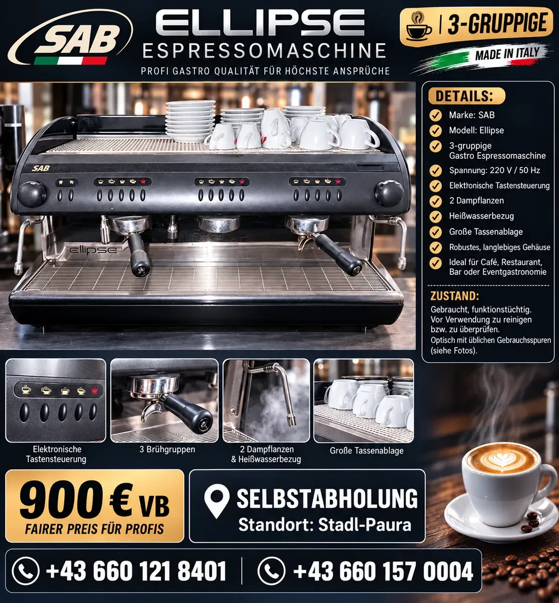 SAB Ellipse Espressomaschine | 3 Gruppen | Gastro - Bild 1