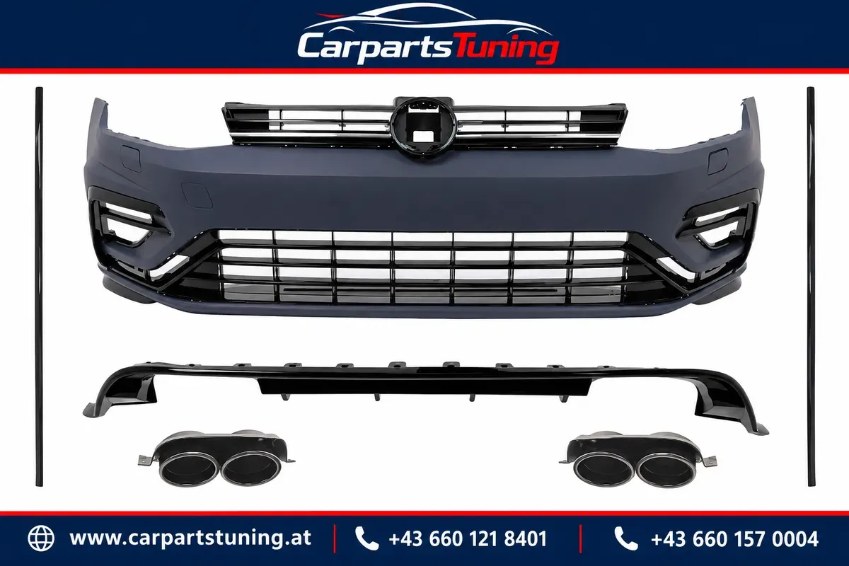 VW Golf 7.5 2017-2020 Bodykit R-Look - schwarze Dekor-Endrohre