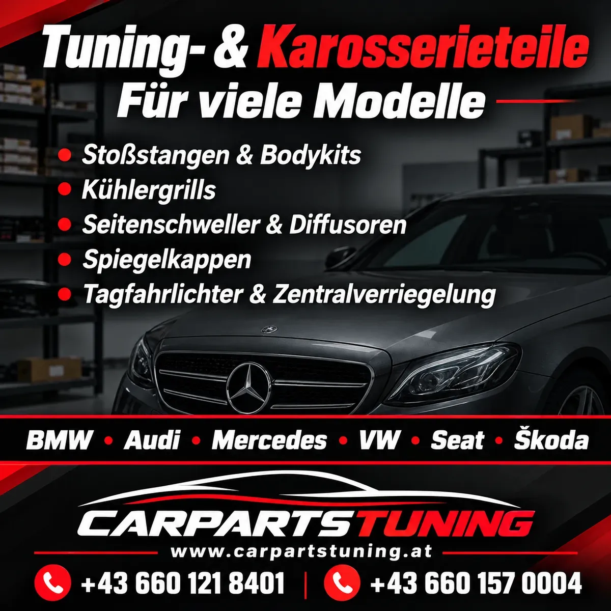 Tuning- und Karosserieteile für verschiedene Fahrzeugmodelle