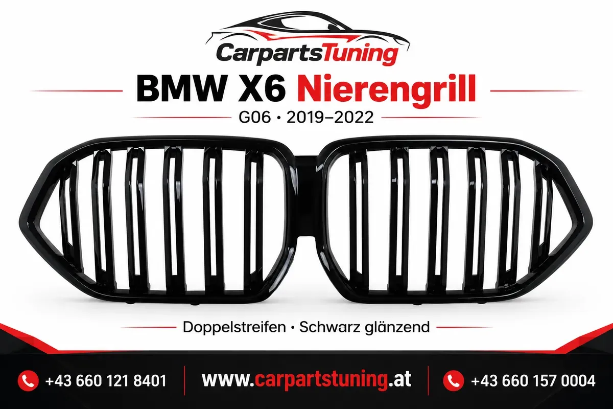 BMW X6 G06 Nierengrill | 2019-2022 | Doppelstreifen Schwarz glänzend