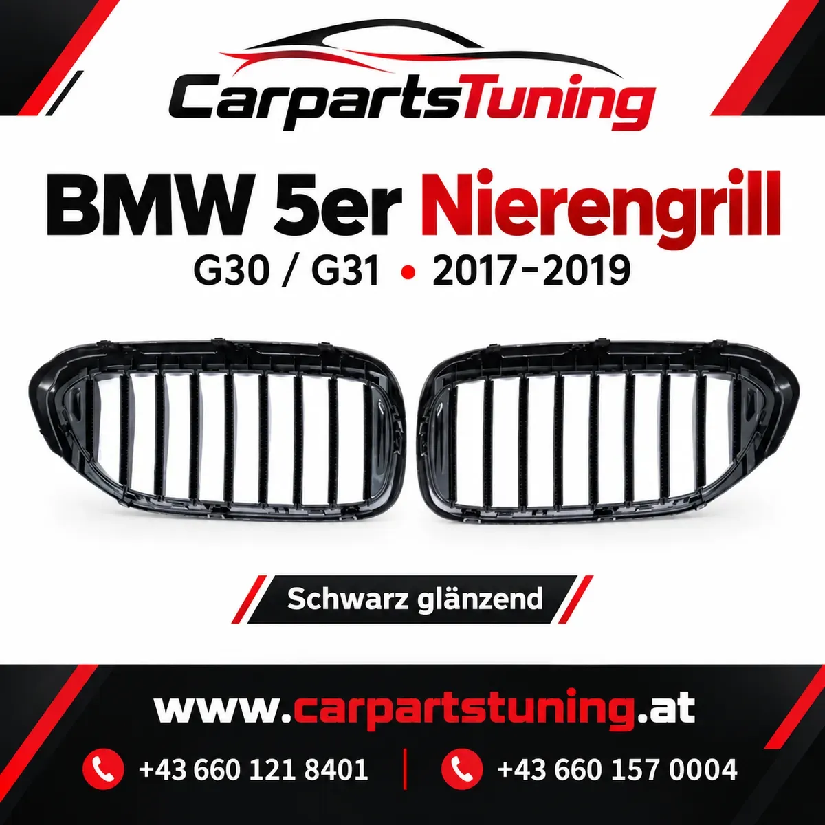 BMW 5er G30 G31 Nierengrill | 2017-2019 | Schwarz glänzend