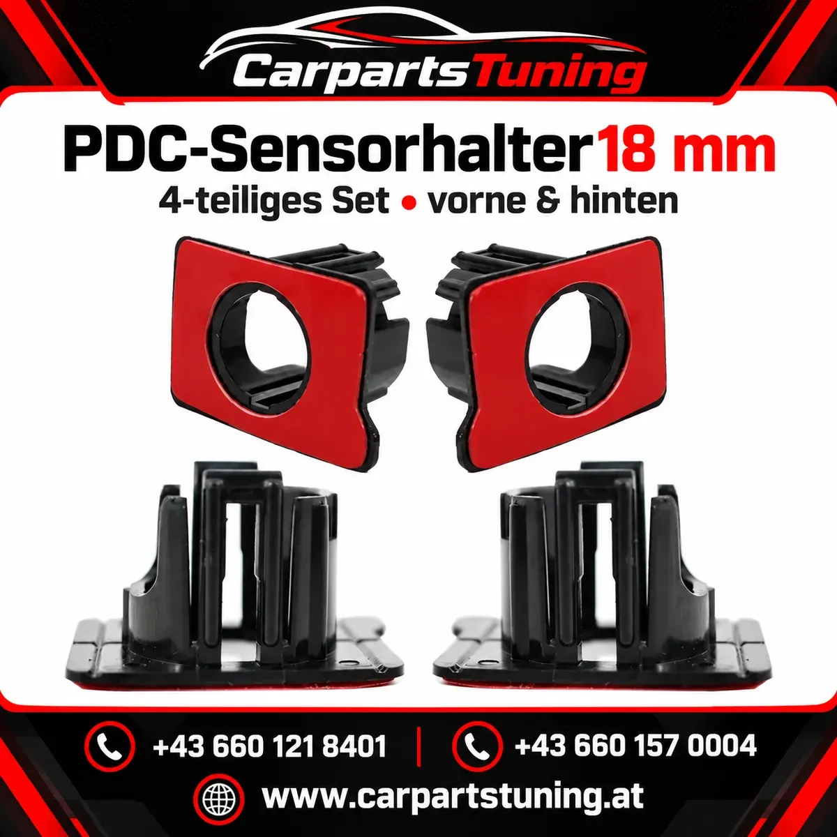 PDC-Parksensorhalter 18 mm | 4er-Set | Front- und Heckstoßstange