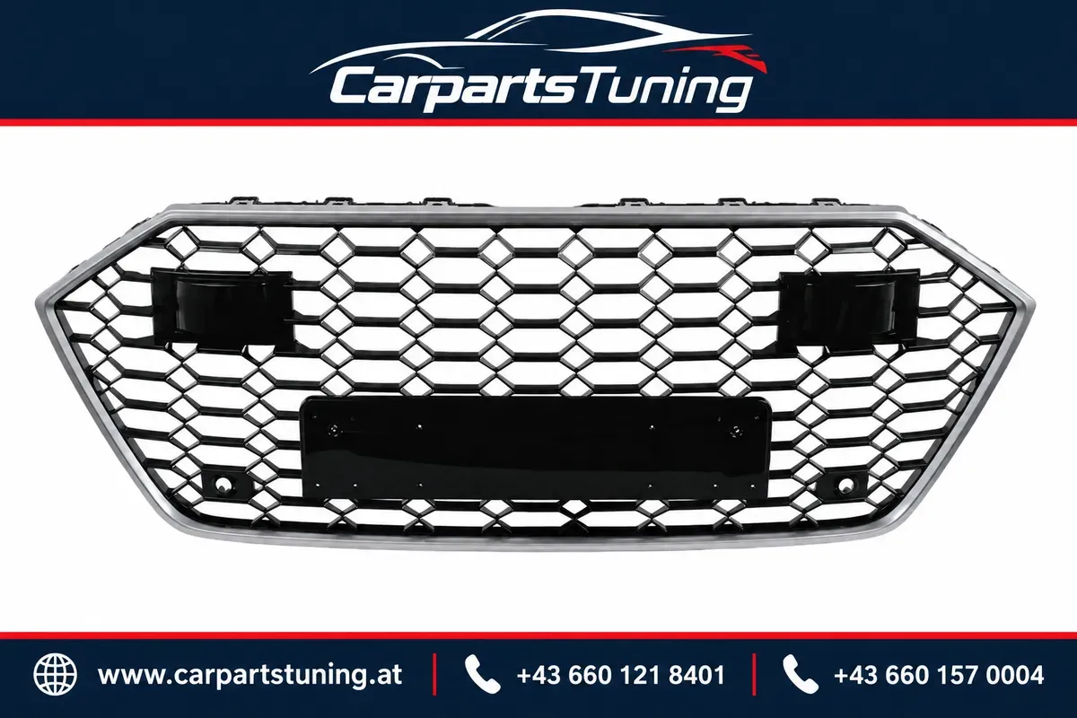 Kühlergrill passend für Audi A7 4K8 ab 2018 - RS-Look, silberner Rahmen